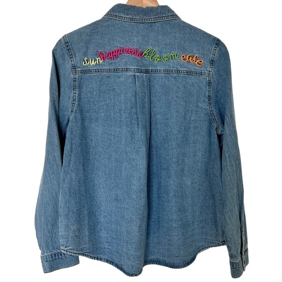 New Women’s Anthropologie Tops Cecily Embroidered Buttondown Size S - Picture 7 of 12